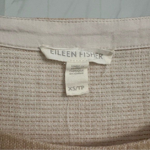 Eileen Fisher Rustic Organic Linen Cotton Doubleweave Top XS Beige - Picture 3 of 5